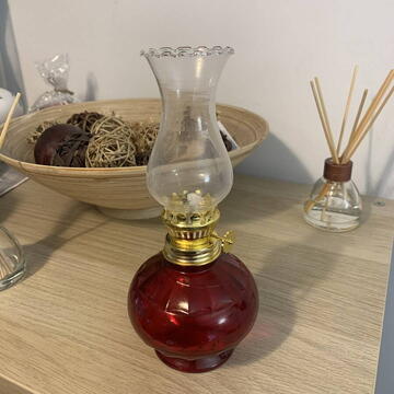 Mini Lampa cu gaz Vivatechnix Kutulu TR-1012R, inaltime 20 cm, rosu, abajur de sticla