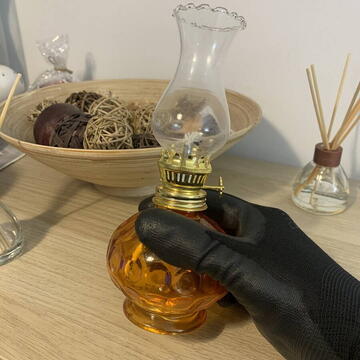 Mini Lampa cu gaz Vivatechnix Kutulu TR-1012P, inaltime 20 cm, portocalie, abajur de sticla