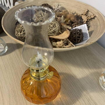 Mini Lampa cu gaz Vivatechnix Kutulu TR-1012P, inaltime 20 cm, portocalie, abajur de sticla