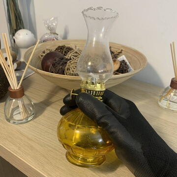 Mini Lampa cu gaz Vivatechnix Kutulu TR-1012G, inaltime 20 cm, galben, abajur de sticla