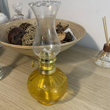 Mini Lampa cu gaz Vivatechnix Kutulu TR-1012G, inaltime 20 cm, galben, abajur de sticla