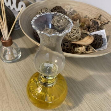 Mini Lampa cu gaz Vivatechnix Kutulu TR-1012G, inaltime 20 cm, galben, abajur de sticla