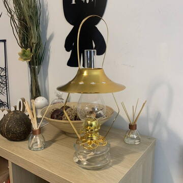 Lampa cu gaz lampant Vivatechnix Hat TR-1006, sticla si oglinda palarie metal