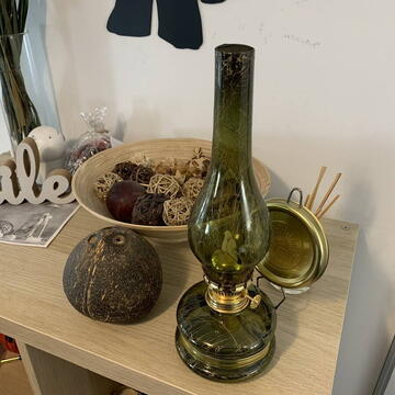 Lampa cu gaz lampant Vivatechnix Colour TR-1004V, rezervor sticla, oglinda metal, Verde