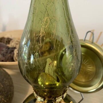 Lampa cu gaz lampant Vivatechnix Colour TR-1004V, rezervor sticla, oglinda metal, Verde