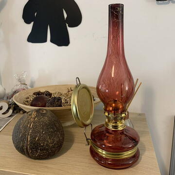 Lampa cu gaz lampant Vivatechnix Colour TR-1004R, rezervor sticla, oglinda metal, Rosu