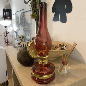 Lampa cu gaz lampant Vivatechnix Colour TR-1004R, rezervor sticla, oglinda metal, Rosu