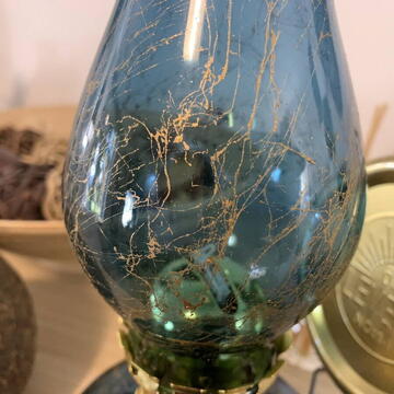 Lampa cu gaz lampant Vivatechnix Colour TR-1004A, rezervor sticla, oglinda metal, Albastru