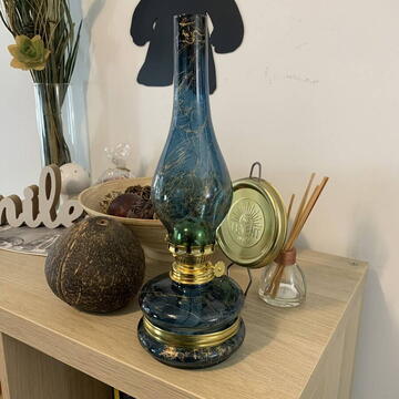 Lampa cu gaz lampant Vivatechnix Colour TR-1004A, rezervor sticla, oglinda metal, Albastru