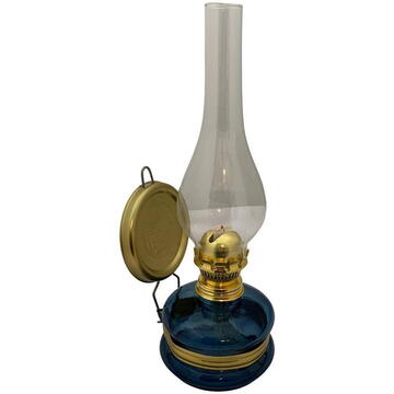 Lampa cu gaz lampant Vivatechnix Classic TR-1003A, rezervor sticla, oglinda metal, Albastru