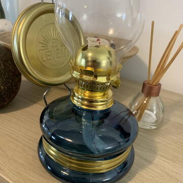 Lampa cu gaz lampant Vivatechnix Classic TR-1003A, rezervor sticla, oglinda metal, Albastru