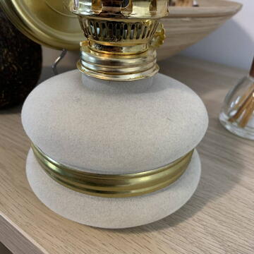 Lampa cu gaz lampant Vivatechnix Classic TR-1002A, rezervor sticla cu catifea, oglinda metal, Bej