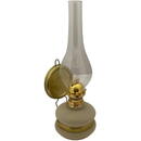 Lampa cu gaz lampant Vivatechnix Classic TR-1002A, rezervor sticla cu catifea, oglinda metal, Bej