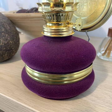 Lampa cu gaz lampant Vivatechnix Classic TR-1002M, rezervor sticla cu catifea, oglinda metal, Mov