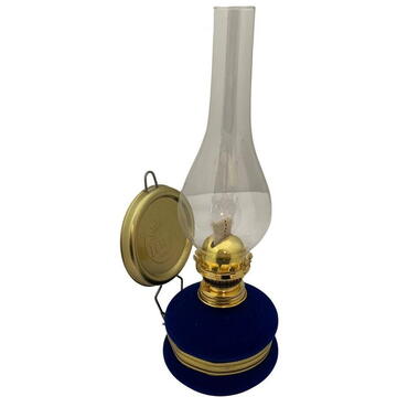 Lampa cu gaz lampant Vivatechnix Classic TR-1002Blue, rezervor sticla cu catifea, oglinda metal, Albastru