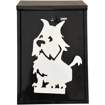 Cutie postala Vivatechnix Schnautzer Dog KRO-1237, otel, 400x250x100mm, Negru/Alb, 2 chei