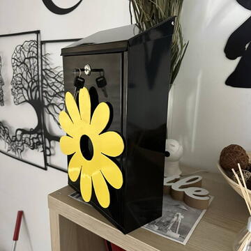 Cutie postala Vivatechnix Flower KRO-1229, otel, 400x250x100mm, Negru/Galben, 2 chei