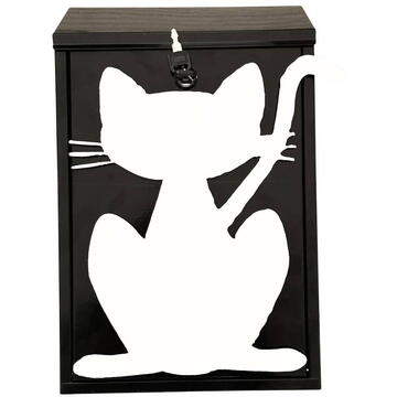 Cutie postala Vivatechnix Cat KRO-1234, otel, 400x250x100mm, Negru/Alb, 2 chei