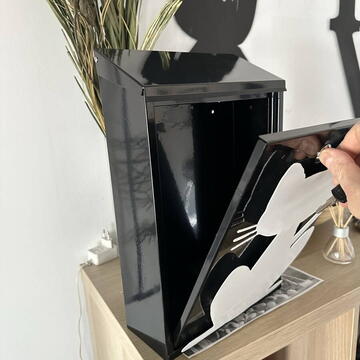 Cutie postala Vivatechnix Cat KRO-1234, otel, 400x250x100mm, Negru/Alb, 2 chei