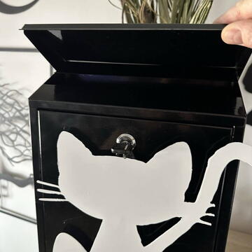 Cutie postala Vivatechnix Cat KRO-1234, otel, 400x250x100mm, Negru/Alb, 2 chei