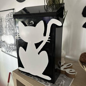 Cutie postala Vivatechnix Cat KRO-1234, otel, 400x250x100mm, Negru/Alb, 2 chei