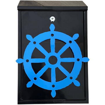 Cutie postala Vivatechnix Timona KRO-1233, otel, 400x250x100mm, Negru/Albastru, 2 chei