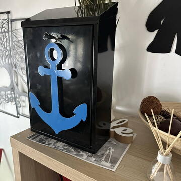 Cutie postala Vivatechnix Anchor KRO-1232, otel, 400x250x100mm, Negru/Albastru, 2 chei