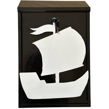 Cutie postala Vivatechnix Boat KRO-1231, otel, 400x250x100mm, Negru/Alb, 2 chei