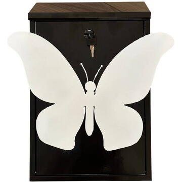 Cutie postala Vivatechnix Butterfly KRO-1228, otel, 400x250x100mm, Negru/Alb, 2 chei