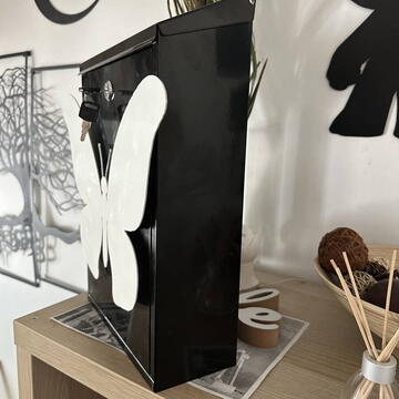 Cutie postala Vivatechnix Butterfly KRO-1228, otel, 400x250x100mm, Negru/Alb, 2 chei