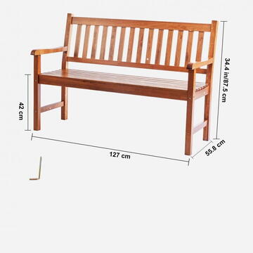 VivaTechnix Banca pentru gradina, Lemn, 55.8 x 127 x 87.5 cm, 3 persoane, max 363 kg