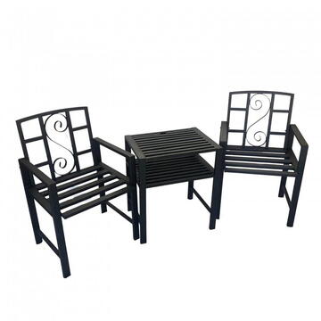 Set masa si 2 scaune pentru gradina Vivatechnix VMD-1046, metalice, 152x50x83cm