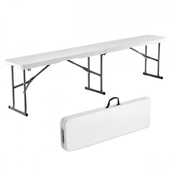 VivaTechnix Set 2 banci pliabile 1830x307x430 mm, HDPE si Otel, pentru gradina sau catering, Alba