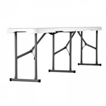 VivaTechnix Banca pliabila 1830x307x430 mm, HDPE si Otel, pentru gradina sau catering, Alba