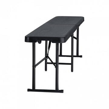 VivaTechnix Banca pliabila 1830x307x430 mm, HDPE si Otel, pentru gradina sau catering, Negru