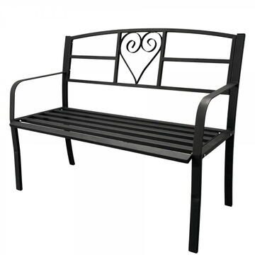 Banca metalica pentru gradina Vivatechnix VMD-1049, Negru, 121x55x98cm