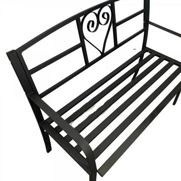 Banca metalica pentru gradina Vivatechnix VMD-1049, Negru, 121x55x98cm