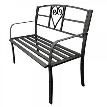 Banca metalica pentru gradina Vivatechnix VMD-1049, Negru, 121x55x98cm