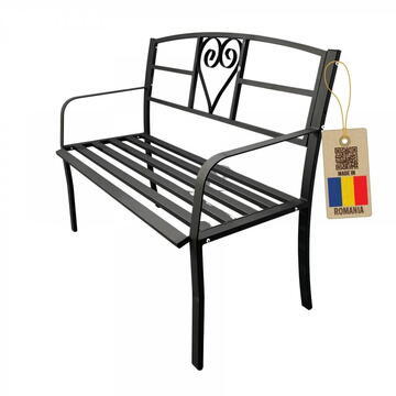 Banca metalica pentru gradina Vivatechnix VMD-1049, Negru, 121x55x98cm