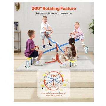 VivaTechnix Balansoar pentru copii, 4 locuri, Otel, Rotatie 360 grade, Capacitate max. 180 kg, 1900 x 1900 x 660 mm