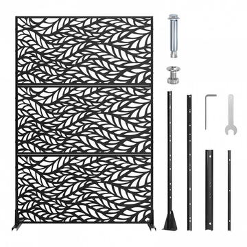 VivaTechnix Paravan confidentialitate pentru gradina/casa, Otel, 120 x 50.8 x 183 cm, Exterior/Interior, Negru, demontabil