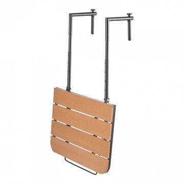 VivaTechnix Masa suspendata, pliabila, pentru balcon, Otel Inoxidabil/MDF, max 25 kg, 595 x 620 x 800 mm, Maro/Negru