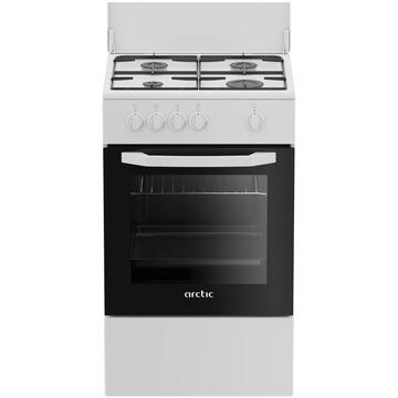 Aragaz Arctic AGM5500F, Gaz, 4 Arzatoare, Safety Plus, Arzatoare cu eficienta ridicata, 50 cm, Alb