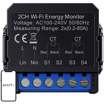 Releu inteligent Avatto WPM16-2 smart bi-directional energy meter