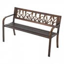 VivaTechnix Banca cu cadru Otel carbon, spatar plastic cu model floral, Bronz antic, Lungime 127 cm, max 227 kg, 2-3 persoane