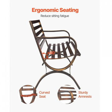 VivaTechnix Banca cu cadru metalic otel, Bronz antic, Lungime 127 cm, max 227 kg, 2-3 persoane