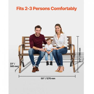 VivaTechnix Banca cu cadru metalic otel, Bronz antic, Lungime 127 cm, max 227 kg, 2-3 persoane