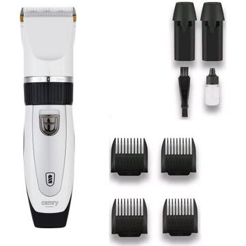 Adler Professional Pet Hair Clipper with Spare Battery, Titanium-Ceramic Blade, 5800 RPM, Adjustable 0.8–14 mm, 4 Guide Combs