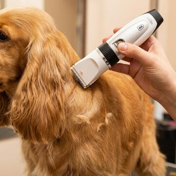 Adler Professional Pet Hair Clipper with Spare Battery, Titanium-Ceramic Blade, 5800 RPM, Adjustable 0.8–14 mm, 4 Guide Combs