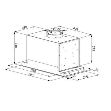 Hota MAAN Helios 60 Touch under-cabinet extractor hood 595 m3/h, Black